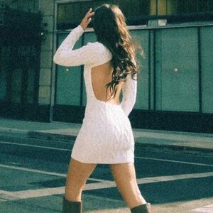 Beginning Boutique White Cable Knit Mini Dress